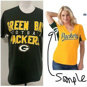 Green Bay Packers Women's Medium Hands High On The Board Shirt  100% Cotton